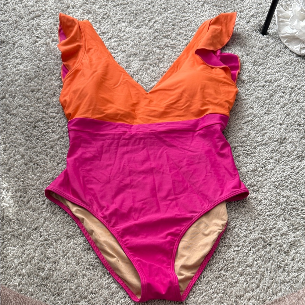 Summersalt Orange and Pink One Piece Swimsuit size 10